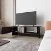 Chic Crate-Rock Point Media Console – Stained Walnut & White TV Stand w/ Sliding Door & Open Shelving, Multi-Room Furniture - 4 of 4