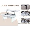 CAVINAS 43.3" Lift-Top Coffee Table,Center Table with Storage,Marble Desktop,Tempered Glass Base,300LB Capacity Table for Living Room,Office - 4 of 4