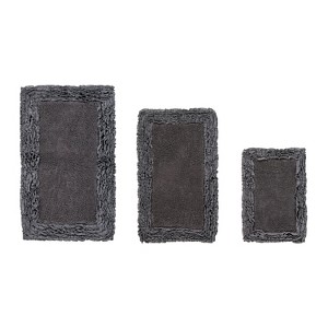 Shaggy Border Collection 3-Piece Bath Rug Set 100% Cotton Tufted Weave Ruffle Border Pattern Bathroom Rug for Machine Washable Bathmat - 1 of 4
