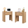Modern Wooden Nightstand 23.6" Tall with Charging Station Curved 1 Drawer Bedside Table for Living Room Bedroom - 3 of 4