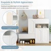 Elegant 2-in-1 Shoe Cabinet Bench with Arched Doors, Adjustable Shelves, Rebound Devices & Soft Cushion, Modern Entryway Shoe Organizer, 51" Wide - 4 of 4