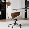 AMERLIFE Office Chair with Wheels, PU Leather Swivel Desk Chair, Bentwood Arms, Height Adjustable - 3 of 4