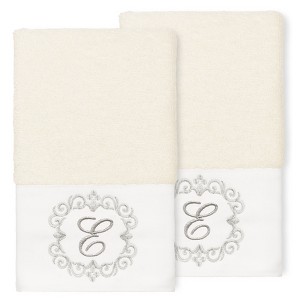 Linum Home Textiles 100% Turkish Cotton MONICA 2PC Embellished Hand Towel Set - 1 of 1