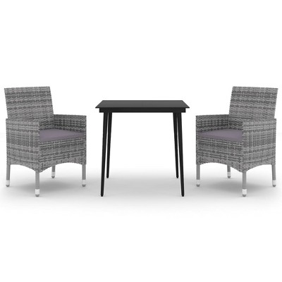 vidaXL 3 Piece Patio Dining Set with Cushions