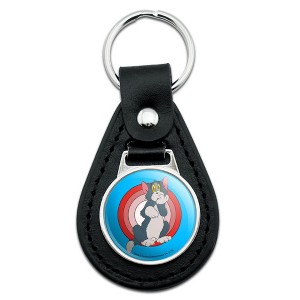 Tom And Jerry Tom Character Black Leather Keychain - 1 of 4