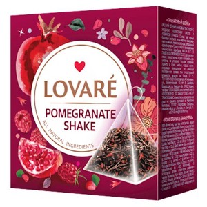 Lovare Pomegranate Shake Black Tea l 15 Pyramids l 30g - All-Natural And Antioxidant-Rich Infusion Blend, Perfect For A Refre - 1 of 1