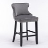 FONTOI 2PCS Velvet Upholstered Wing-Back Barstools with Button Tufted Decoration, Leisure Style Bar Chairs with Nailhead Trim, Gray, 19"*37"*22" - 4 of 4
