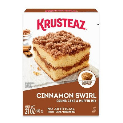 Krusteaz Cinnamon Swirl Crumb Cake and Muffin Mix, 21 oz Box, Pack of 4