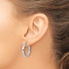 Black Bow Jewelry 3.75mm x 25mm (1 Inch) 14k White Gold Domed Round Tube Hoop Earrings - 3 of 4