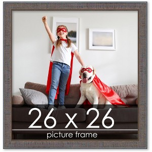 PosterPalooza | Square Textured Grey Picture Frame - UV Acrylic, Foam Board Backing, Hanging Hardware - 1 of 4