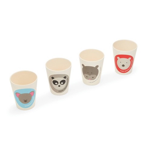 Bamboosy Bamboo Cups for Kids- Bamboo Fiber Cup Set of 4 Reusable, Dishwasher or