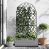 Lirago 6 ft. H x 3 ft. W Metal Planter Box privacy screen Garden Bed with Trellis and Wheels Gray - 2 of 4