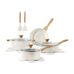 Aoibox Nonstick Ceramic Cookware Set, 13-Piece Healthy Pots and Pans, Non-Toxic Kitchen Cooking Set with Stay-Cool Handles, Silicone Tools - 1 of 4