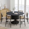 Dovelina Mid-Century Round Dining Table Wood Kitchen Table Modern Dining Room Table for 4 People - Black - 3 of 4