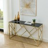 Gulches 55 Inch Modern Glass Console Table Gold Metal Frame Black Tempered Glass 180LBS For Living Room Entryway Bedroom Gold Finish - 2 of 4