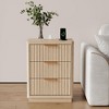 Farmhouse Nightstand with Charging Station, Fluted Modern Bedside Table with Drawers and Metal Handle - 3 of 4