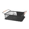Trio Home 3-Piece Kitchen Counter Dish Drying Rack, wood handle, Removable Utensil Holder and Drainboard, Stainless steel - 2 of 3