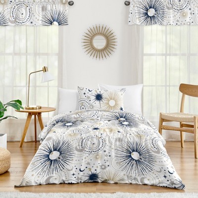 Celestial Blue and Gold Microfiber Twin Bedding Set