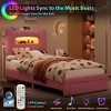 LED Twin Bed Frame with 2-Tier Storage Headboard, Upholstered Platform Bed with Charging Station and Drawer for Kids/Girls/Boys - 2 of 4