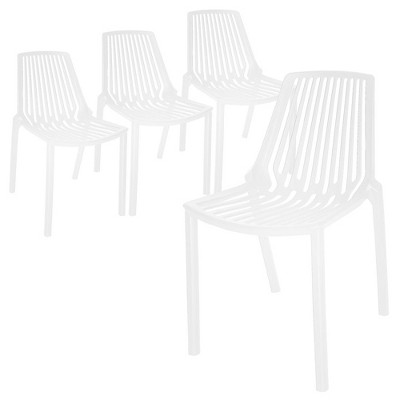 Leisuremod Acken Plastic Stackable Dining Chair Set Of 4 In White : Target