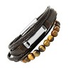 Steeltime Men's brown layered leather with stainless steel id bracelet and tiger eye beaded bracelet set of 2 - 2 of 4