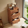 HDZNVF 4 Drawer Double Dresser Features Vintage Style And Bevel Design Brown - 3 of 4