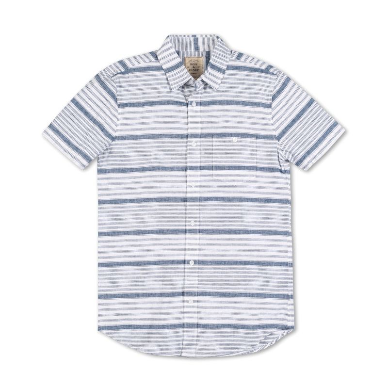 Hope & Henry Mens' Short Sleeve Linen Button Down Shirt, 3 of 5
