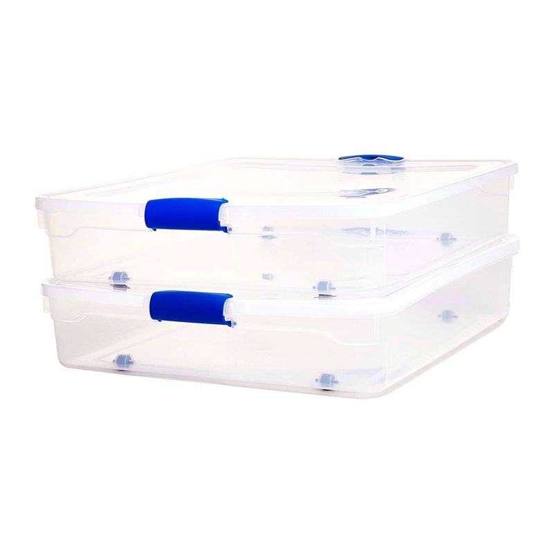 Homz 56 Qt Full/Queen Underbed Clear Plastic Latching Storage Container, 1 of 8