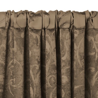 Taupe Jacquard Blackout Energy Efficient Window Curtain Panel