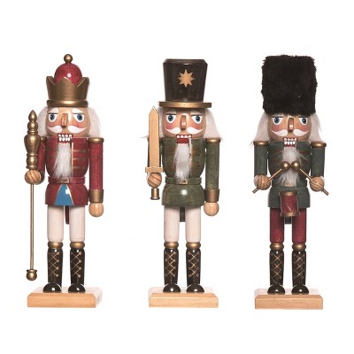 Transpac Wood Regal Shining Nutcracker Set of 3 Christmas Home Decorations