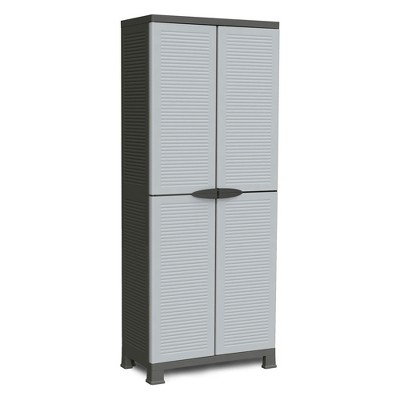 Sterilite Adjustable 4-Shelf Gray Storage Cabinet with Doors