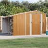 vidaXL Garden shed Galvanized Steel Outdoor Storage - Sloping roof, firewood Stand, Light Brown - 2 of 4