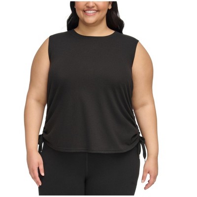 Calvin Klein Womens Knit Shirred Sleeveless Blouse Top