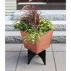 16" Wide Square Copper Plated Galvanized Steel Flower Box with Black Wrought Iron Plant Stand - ACHLA Designs: Weather-Resistant - 4 of 4