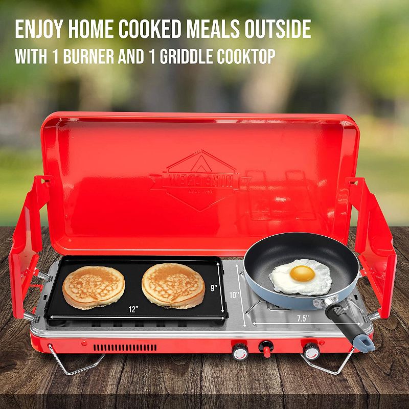 Hike Crew 2-in-1 Portable Gas Camping Stove/Grill with Griddle, 4 of 7