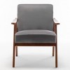 VYNXARIA Velvet Accent Chair - Classic Mid-Century Modern Design in Grey - 3 of 4