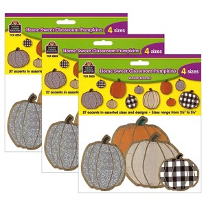Teacher Created Resources Home Sweet Classroom Pumpkins Accents Assorted Sizes 57 Per Pack 3 Packs - 1 of 2