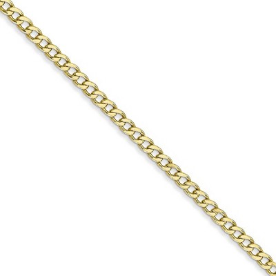 Black Bow Jewelry 2.5mm, 10k Yellow Gold Hollow Curb Chain Necklace