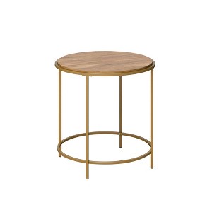 International Lux Side Round Table Sindoori Mango - Sauder: Modern, Gold Frame, Wood Laminate - 1 of 4