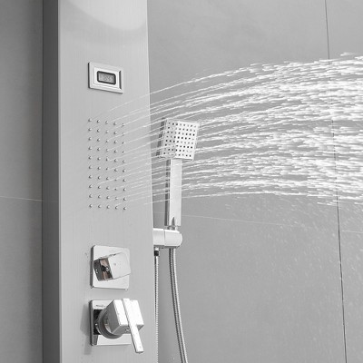 Nickel Chrome 2-Jet Rainfall Shower Panel System with Handheld Wand