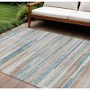 Linen And Pale Aqua Striped Washable Indoor Outdoor Area Rug - 2 of 4
