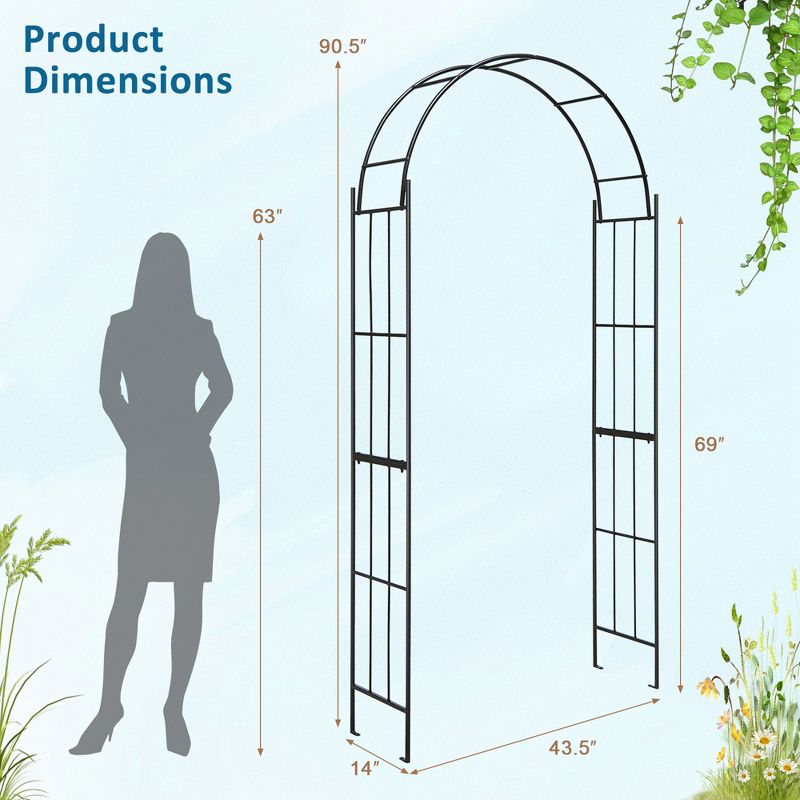 Costway Garden Arch Arbor Trellis Pergola 7.5 ft Metal Archway for Climbing Plants Party, 3 of 11