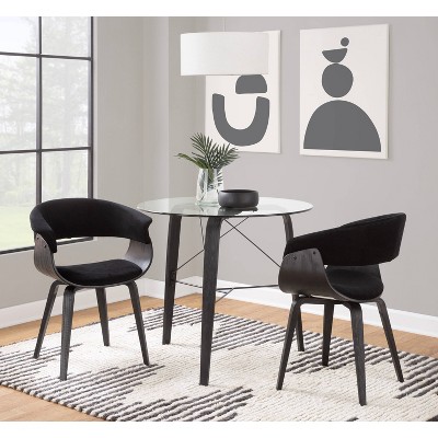 CosmoFlair 39" Round Walnut & Clear Glass Dining Table