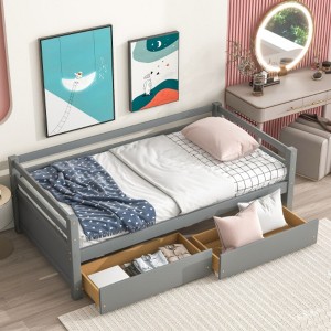 Sleek Grey Daybed featuring Generous Storage Drawers for Multi-Purpose Usage, Built to Withstand Time - 1 of 4