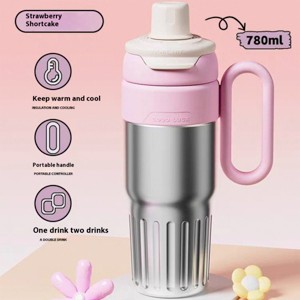 Boersma 780ml Gradient Stainless Steel Thermal Cup with Lid & Straw, Double-Wall Insulated Large Capacity Coffee Travel Tumbler for Hot & Cold Drinks - 1 of 4