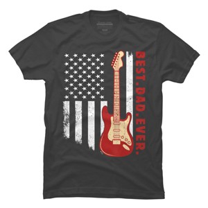 Men's Design By Humans Best Dad Ever Guitar and Flag By MINHMINH T-Shirt - 1 of 2
