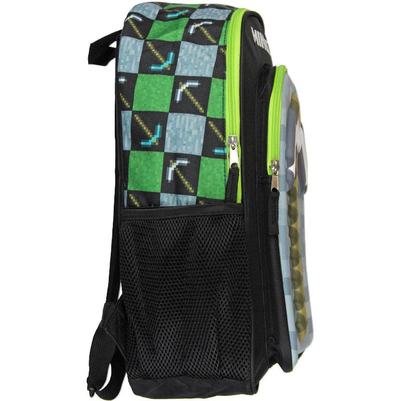 Minecraft Backpack Kids 16" 3D Molded Pickaxe Childrens School Bag Black, 2 of 5