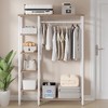 VECELO Open Garment Clothing Rack, Heavy Duty Free-Standing Storage Closet with 5 Shelves & Hanging Rod for Small Spaces, Oak/White - 4 of 4