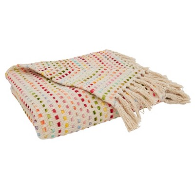 Blue Confetti Tasseled 50" x 60" Woven Throw Blanket