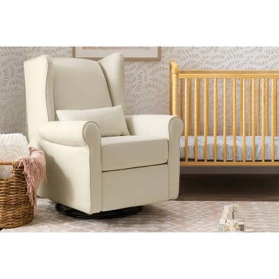 Natural Oat Swivel Recliner with Timeless Wingback Design